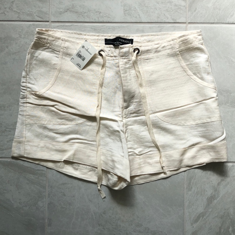 Ivory Linen Shorts